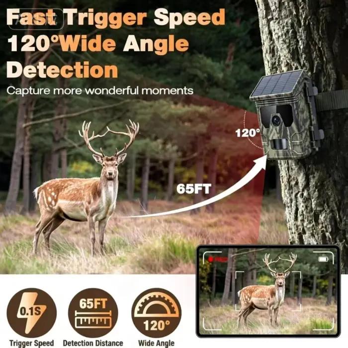 Caméra de chasse solaire 50MP 4K avec vision nocturne infrarouge