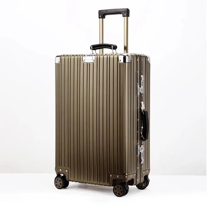Valise rétro en alliage d'aluminium et de magnésium bagage à roulettes étanche avec système de barres d'attache et serrure TSA pour homme femme voyage vacances occasions spéciales