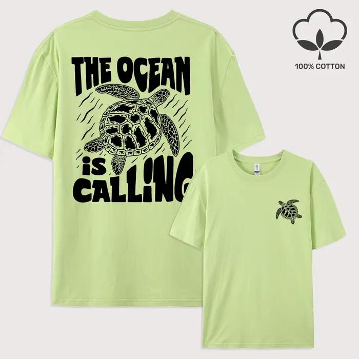 T-shirt Tortue de Mer coton 100% design à la japonaise pour homme décontracté été océan motifs dessin animé océan océan océan