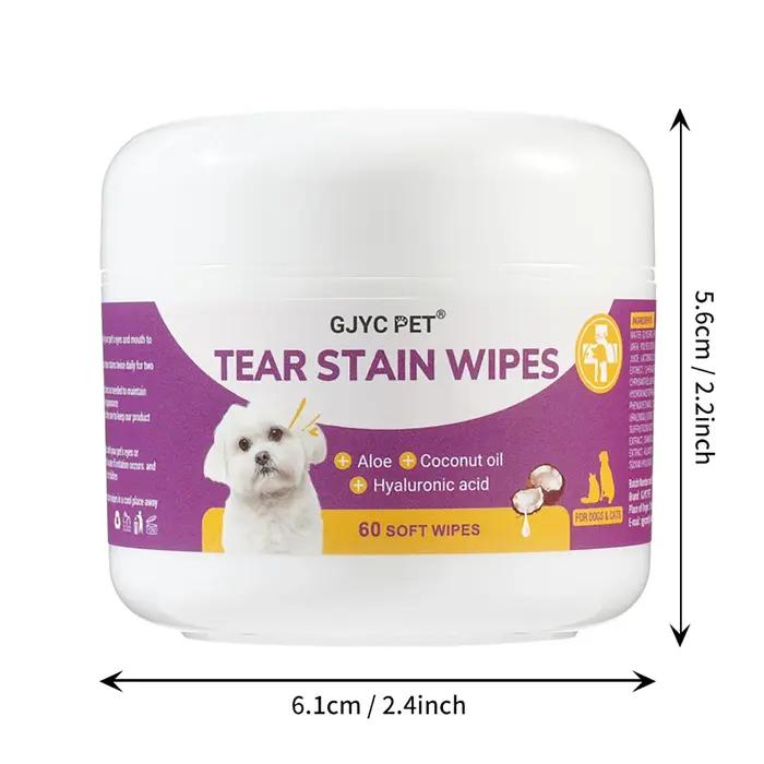 Lingettes pour les yeux des animaux de compagnie, éliminateur de taches de larmes, hypoallergéniques