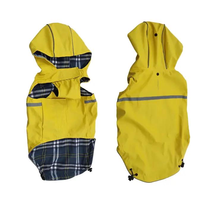 Manteau de pluie pour chien, imperméable réfléchissant réglable avec capuche et trou pour laisse, doublure respirante double couche, adapté aux chiens