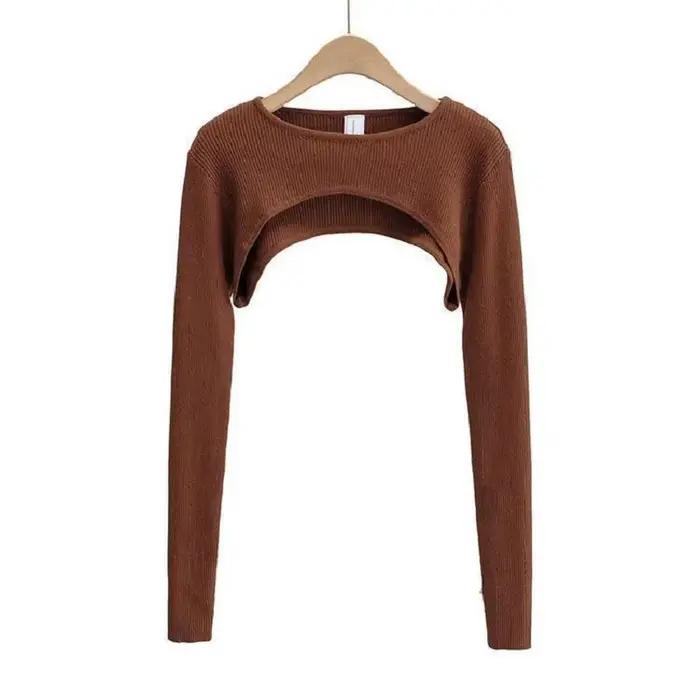 T-shirt tricoté à manches longues pour femmes
