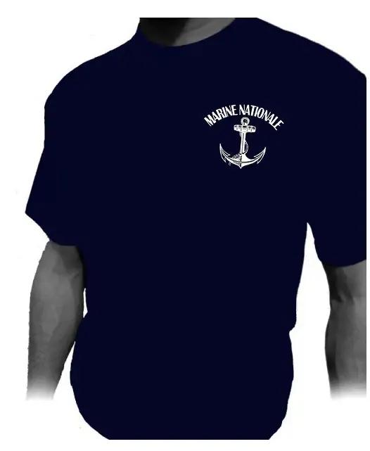 France Marine Nationale armée hommes T-Shirt à manches courtes décontracté 100% coton chemise
