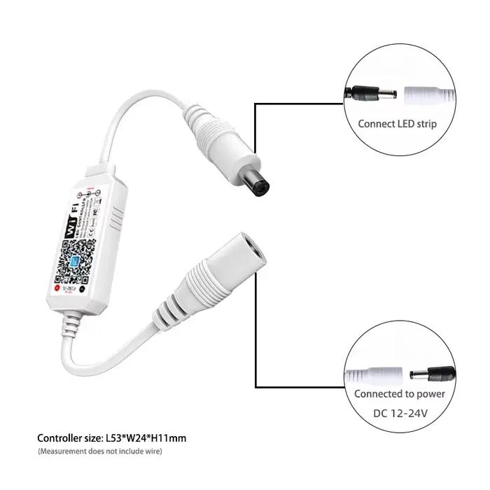 Contrôleur LED de bande de lumière WiFi Magic Home 12V 24V avec contrôle par application et voix pou