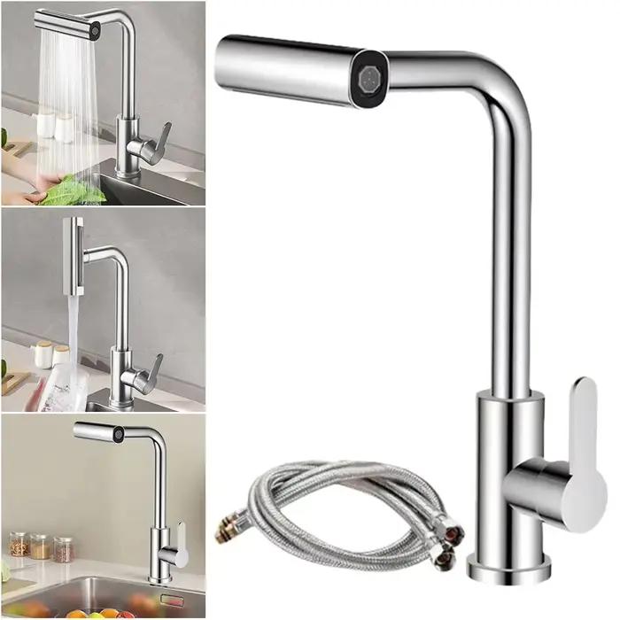 Robinet cuisine inox acier 4 modes pulvérisation mélangeur eau chaude froide ferme roulotte camping-car