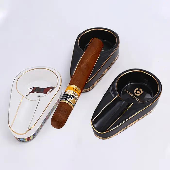 Cendrier portable en céramique rond pour maison, élégant gadget pour cigares, pour détente et occasions spéciales