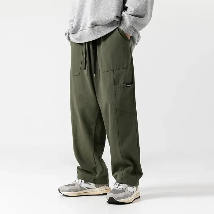 2025 marque vêtements hommes Cargo pantalon 100% coton couleur unie