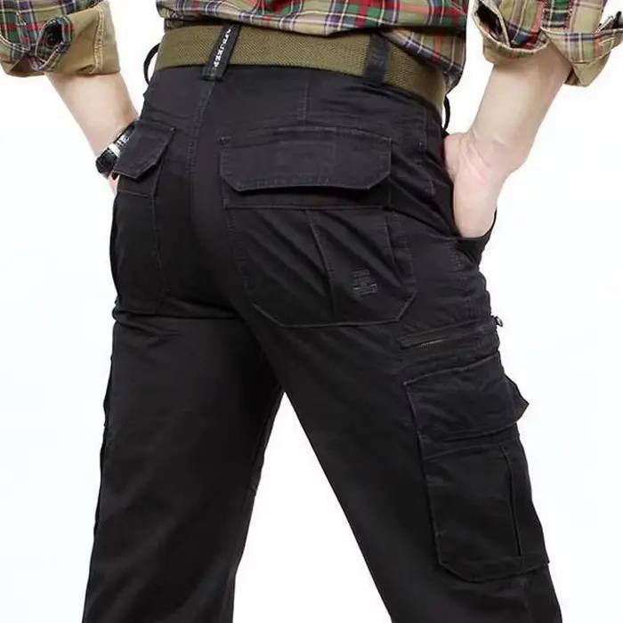Pantalon cargo homme 100% coton poches multiples oversized qualité supérieure confort casual 30-48
