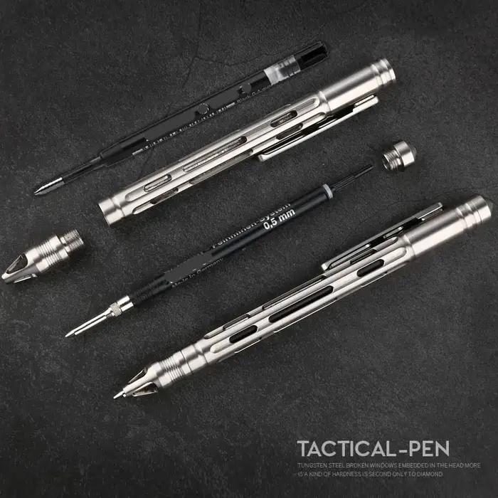 EDC – stylo tactique automatique en alliage de titane à deux usages, équipement multifonctionnel pou