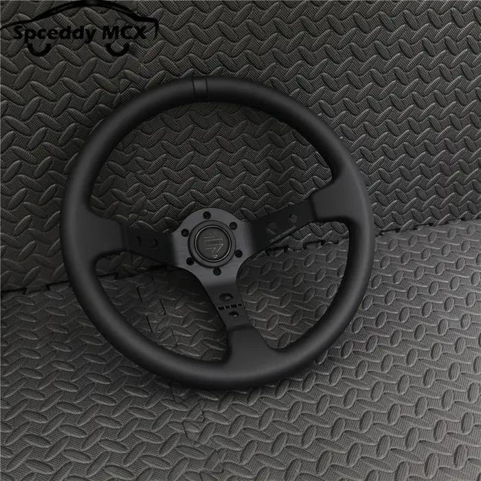 Volant de voiture en daim et cuir véritable, 14 pouces, 350mm, dérive Concave profonde, JDM Racing,
