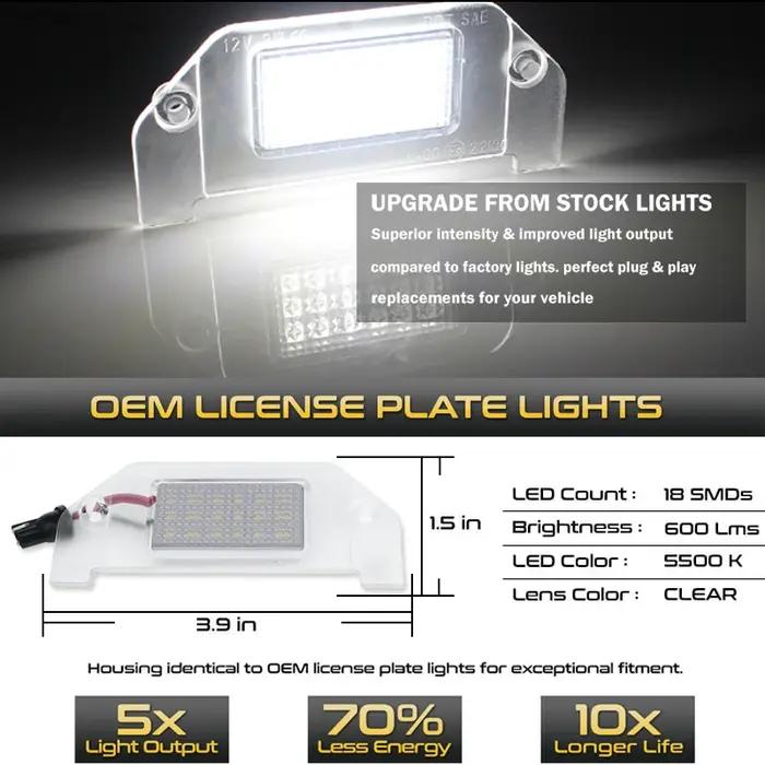 Jeu d'éclairage de plaque d'immatriculation LED SMD blanc pur, 2 pièces, LH + RH pour 05-14 Chrysler