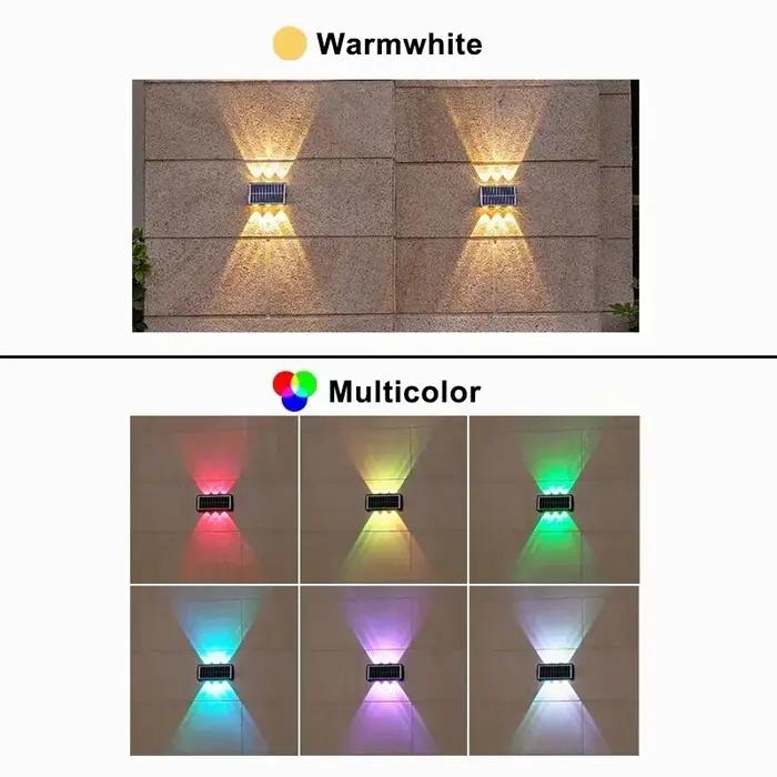 Lampe murale LED solaire étanche pour l'extérieur, projecteur supérieur et inférieur, lampadaire à é