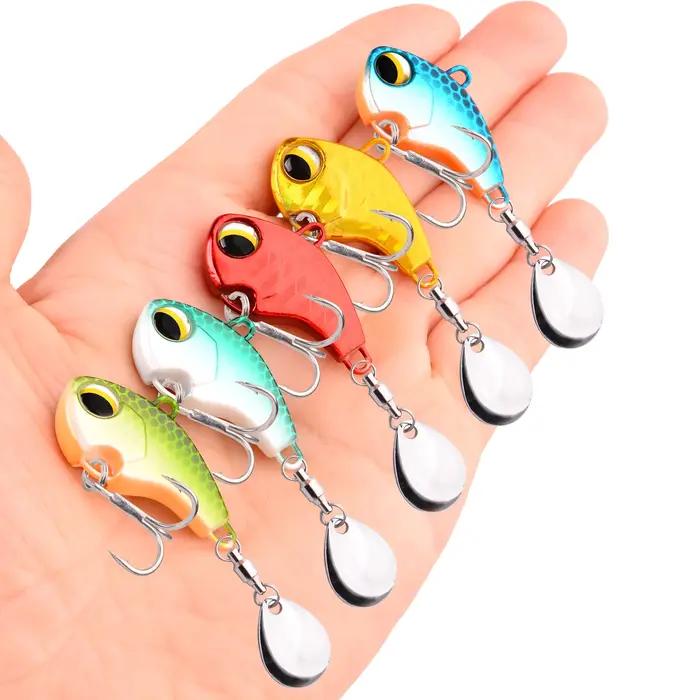 Leurre rigide vibrant en métal avec cuillère rotative, appât artificiel idéal pour la pêche au broch