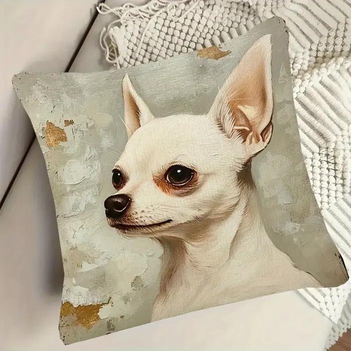 Housse de coussin avec portrait de chien