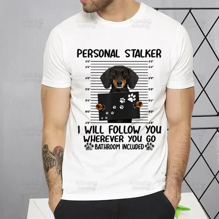 T-shirt modal décontracté pour homme avec impression de chien mignon et patch de teckel pour toutes les saisons et occasions quotidiennes