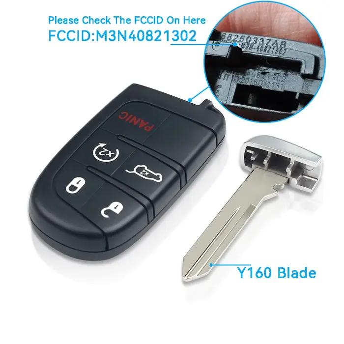 KEYYOU Remplacement Clé à distance intelligente à 5 boutons M3N 40821302 Fob 433MHz pour Jeep Grand Cherokee 2013-2018