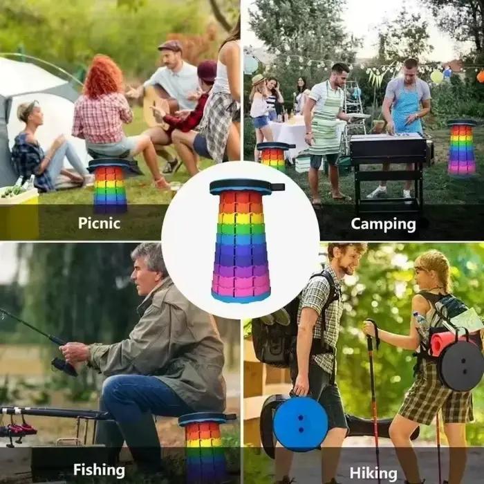Chaise télescopique pliante en plastique portable, tabouret réglable léger pour la pêche, le camping