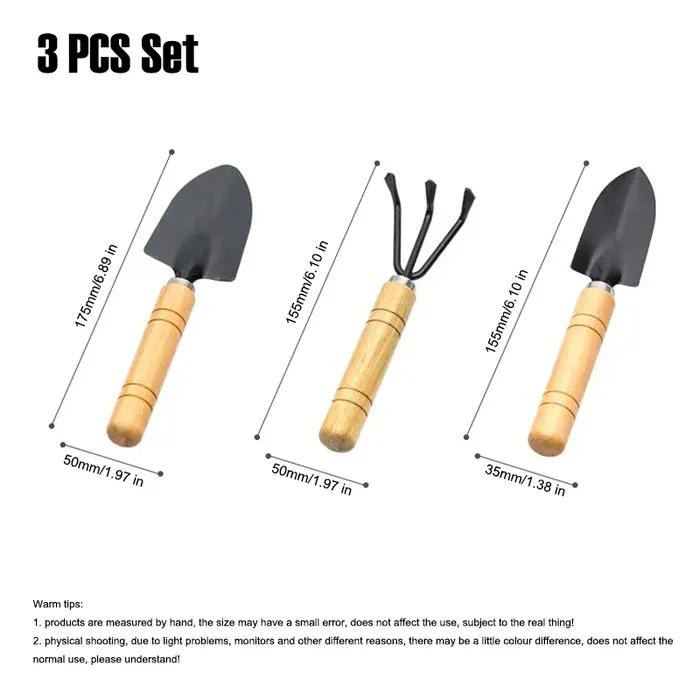Outils de jardinage, ensemble de 3 pièces, pelle en fer, râteau pour jardinage, plantation de fleurs, ameublissement du sol, kit d'outils manuels pour la transplantation