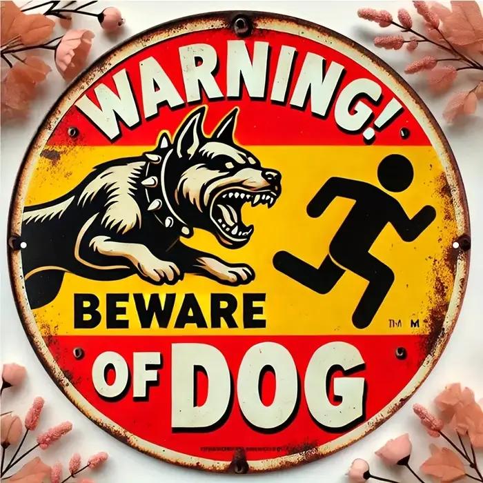 2026 Plaque murale en bois 2D plate d'avertissement 'Faites attention au chien', Art mural vintage r