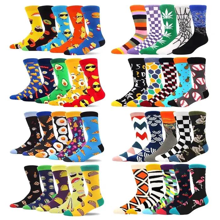 Lot 10 paires chaussettes motifs nourriture coloris irréguliers street skate tendance homme femme