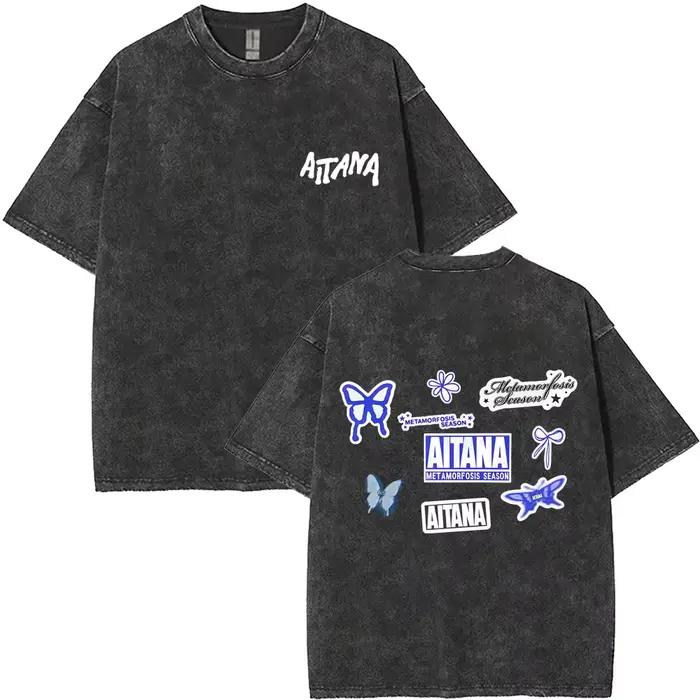 Lavé Vintage chanteur Aitana Logo graphique T-shirts CUARTO bleu Tour T-shirt hommes femmes vêtement