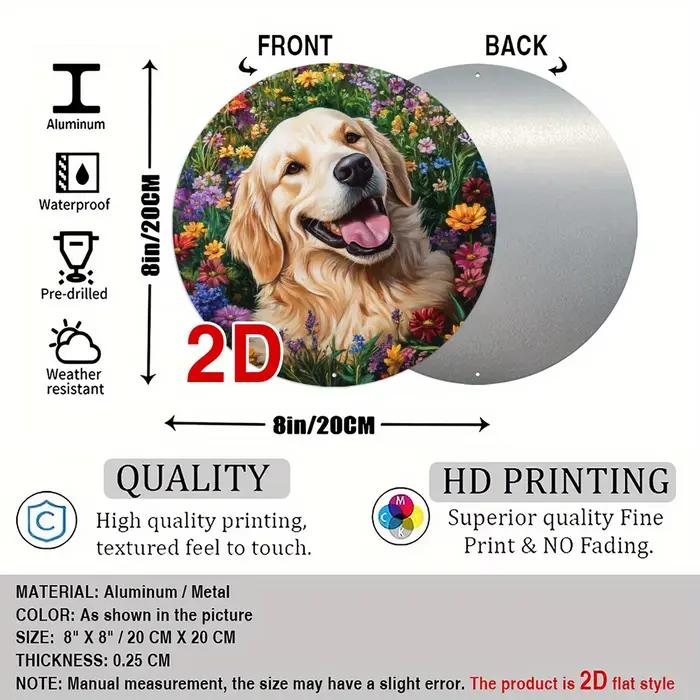 Panneau rond en bois de couleur plate 2D pour chien