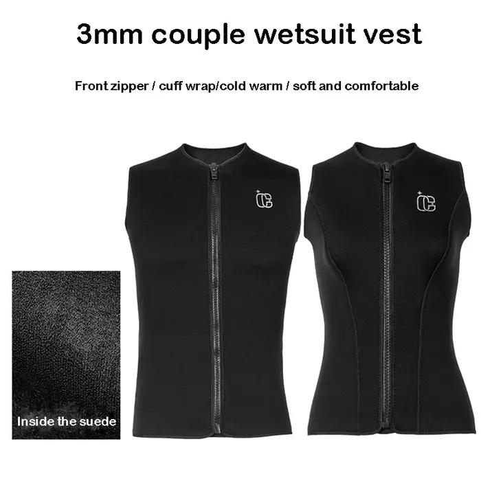 3mm hommes femmes plongée surf gilet néoprène sans manches velours costume kayak plongée en apnée na