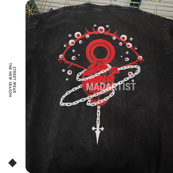 Anime h-hunter X h-hunter t-shirt surdimensionné Vintage lavé Chrollo Lucilfer T-shirts Manga Kurapika Hisoka Killua hauts T-shirts hommes