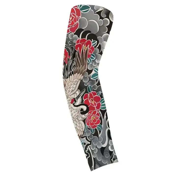 Manchon de tatouage de bras de fleur en polyester élastique et respirant pour hommes protection UV occasionnels sports et loisirs