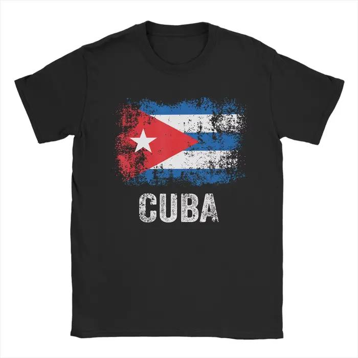 T-shirt vintage Cuba avec drapeau cubain pour homme, style Y2K rétro, en coton, col rond, tendance,