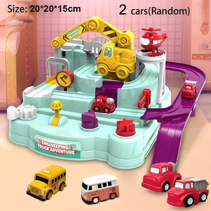 Modèle de voiture sur Rail de course, jouets éducatifs pour enfants, jeu d'aventure sur piste, cerveau mécanique, Train interactif, animaux, jouet fusée spatiale