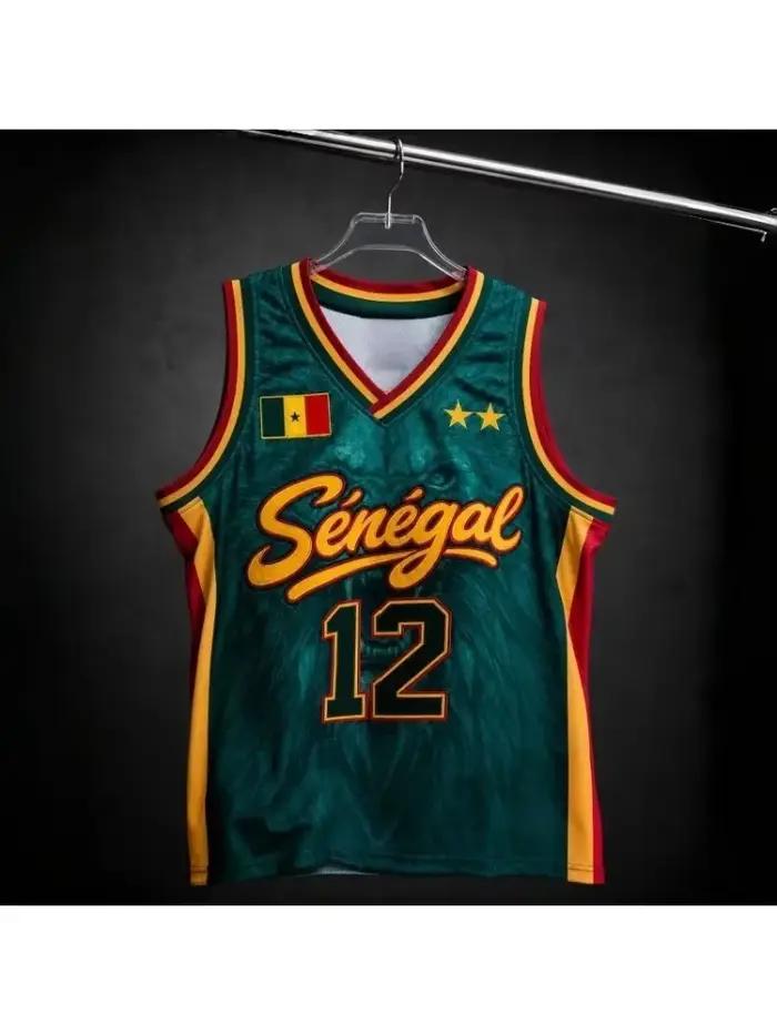 Maillot de basket-ball du Sénégal pour hommes, imprimé lion, débardeur sans manches, drapeau du Sénégal, veste de sport, streetwear pour fans, uniforme de basket-ball
