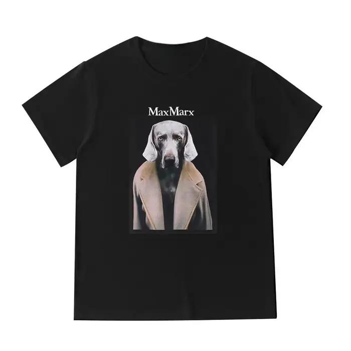 Nouveau T-shirt d'été 2026 pour hommes et femmes, imprimé chien de chasse, col rond, 100 % coton doux, coupe ample, manches courtes