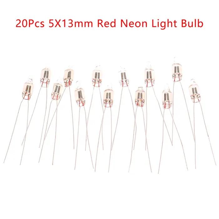Voyant lumineux au néon, enseignes rouges, lampe 5mm, 5x13mm, ampoules 220V, bouton de commutation,