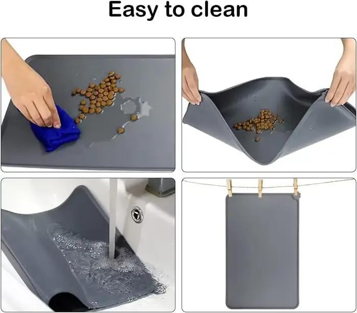 Tapis de nourriture pour chiens en silicone imperméable et antidérapant pour bol de nourriture et d'eau occasions spéciales et quotidiennes