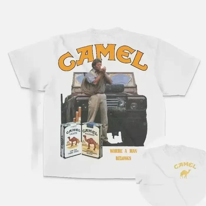 T-Shirt rétro en coton avec image de cigarettes camel pour hommes et femmes, Streetwear d'été