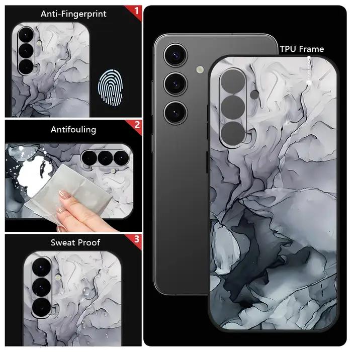 Étui marbré coloré pour Samsung Galaxy S24 S23 Ultra et modèles A - Coque avec lanière tendance