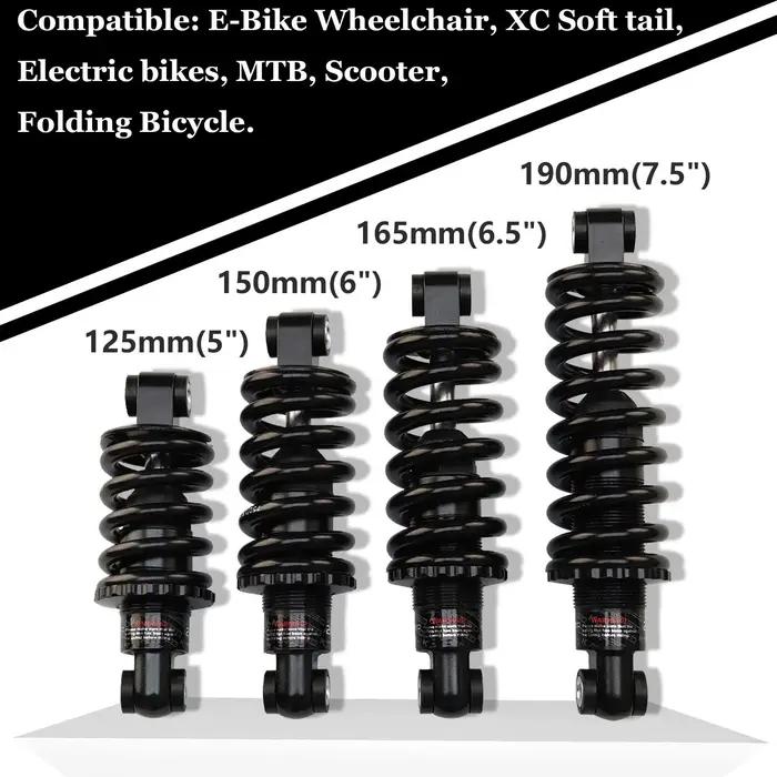 Ressort Hélicoïdal de Suspension de Vélo, Amortisseur Arrière, 125mm, 150mm, 165mm, 190mm