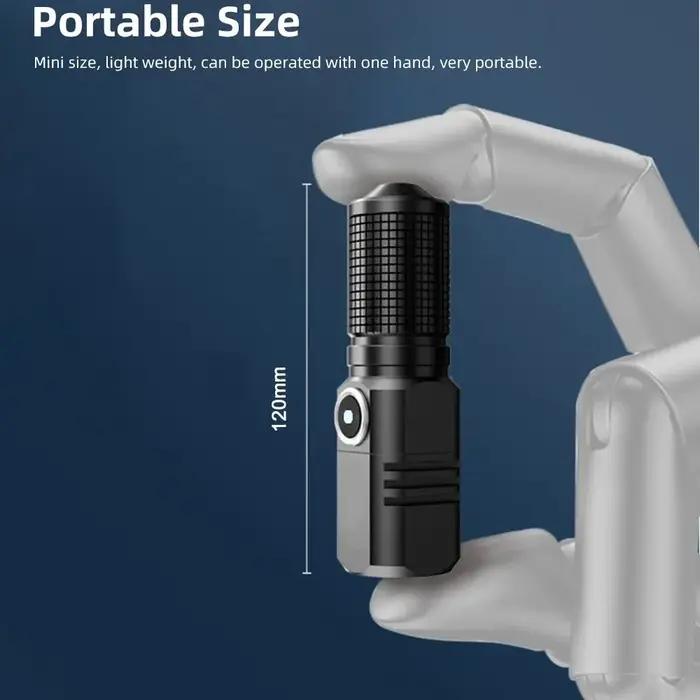 Mini lampe de poche XHP50 LED rechargeable, lampe de poche puissante de 1500lm, peut être éteinte d'