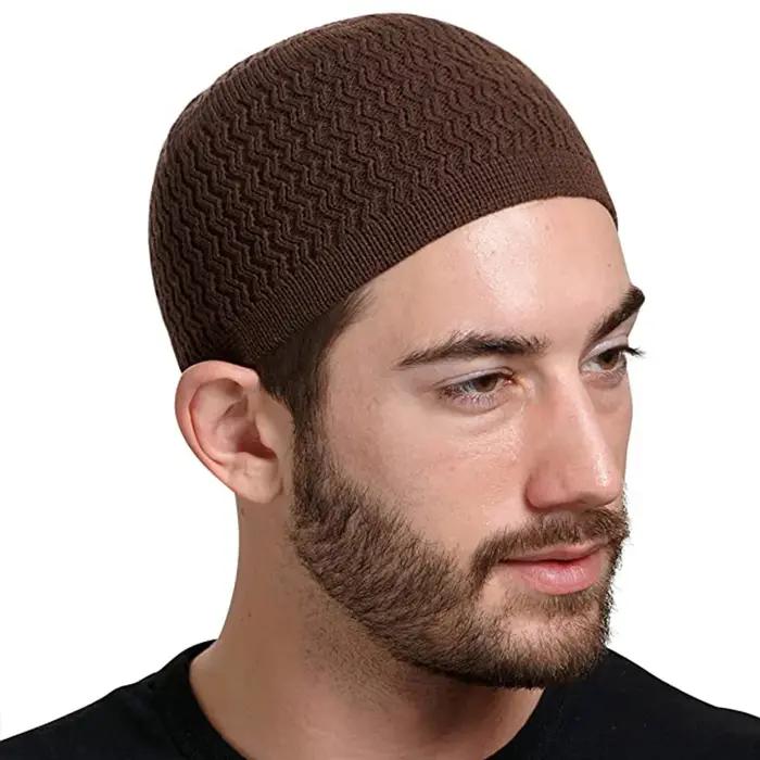 Chapeaux de prière musulmans pour hommes, bonnets masculins chauds, casquette à tête ronde, chapeau