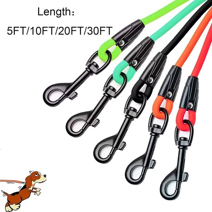 Laisse pour chien étanche entraînement rappel longs laisses pour animaux de compagnie en PVC 5FT 10 FT 20FT 30FT idéal pour l'entraînement au jeu de cour de plage