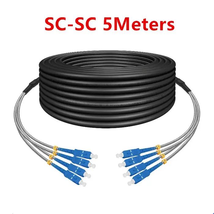 Câble à fibre optique pour l'extérieur, monomode, 4 conducteurs, étanche et résistant à la traction, fibre blindée, diamètre du fil 7mm, 3M, 5m, 10m