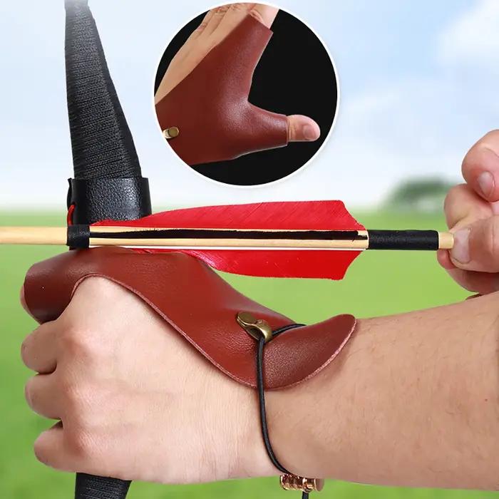 Gants de protection en cuir noirs à 2 doigts pour tir à l'arc