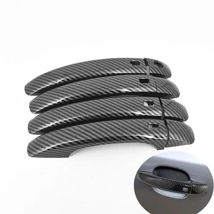 Autocollant de poignée de porte chromé en Fiber de carbone, accessoire de style, pour Audi A4 B8 200