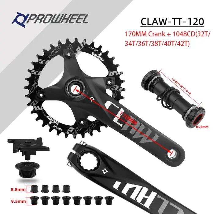 Manivelle de vélo de neige PROWHEEL 170mm avec plateaux 32T à 42T pour vélos de montagne et de route occasions hivernales et sportives