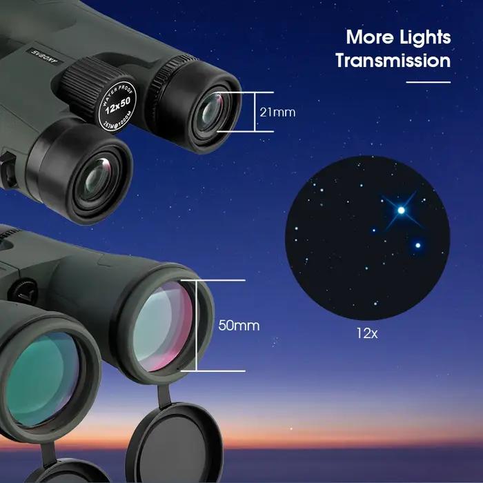 Jumelles SVBONY SA203 12x50 professionnelles puissantes BAK4 IPX7 étanches observation oiseaux astronomie