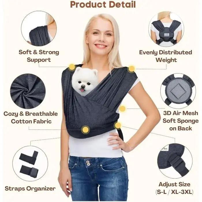 Porte-chien pour petits chiens, face avant, écharpe mains libres pour chat, taille réglable en coton doux