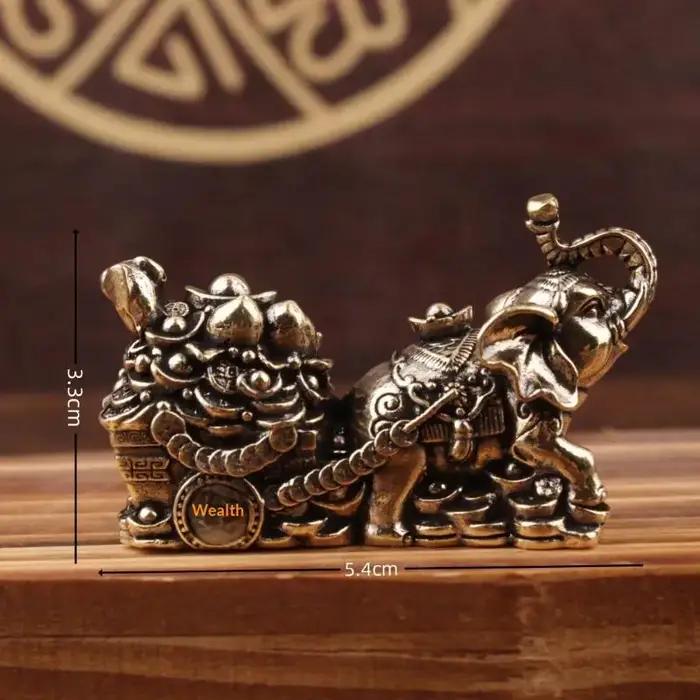 Ornement en laiton, bol du trésor, éléphant tirant un chariot, artisanat pour la maison, décoration de salon, cadeau, symbole porte-bonheur Feng Shui, art