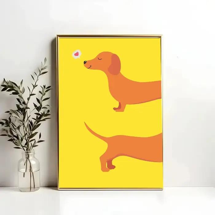 Affiche de chien teckel de dessin animé