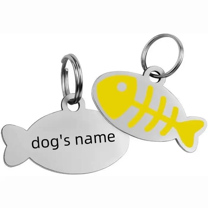 Médaille d'identification gravée en acier inoxydable pour chien et chat